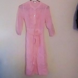Pink J.Crew Seersucker Linen dress with white stripes Size:4